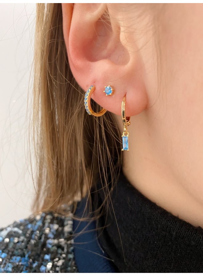 TENNIS PLATED EARRING BLUE