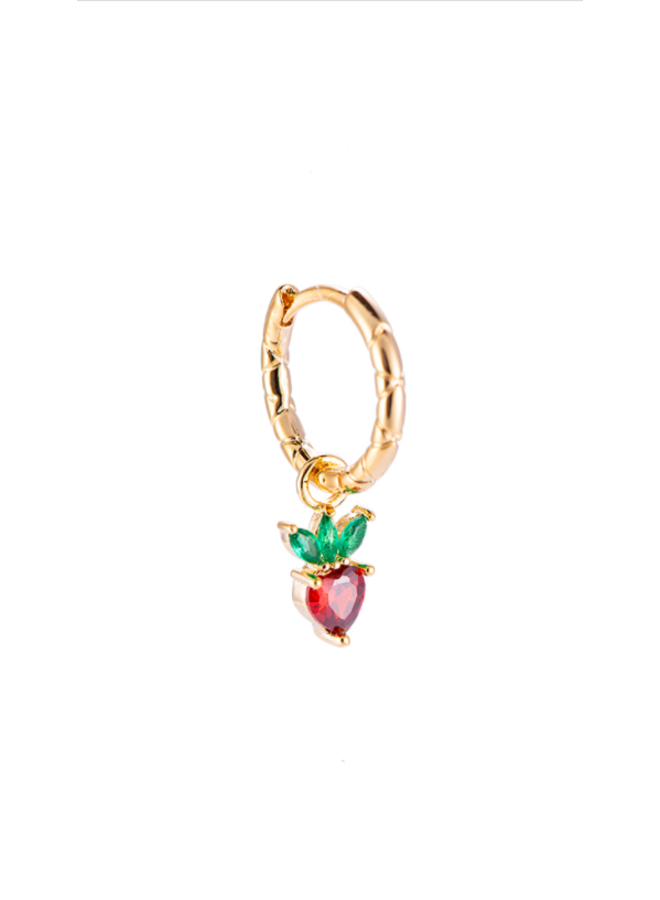 STRAWBERRY HOOP EARRING