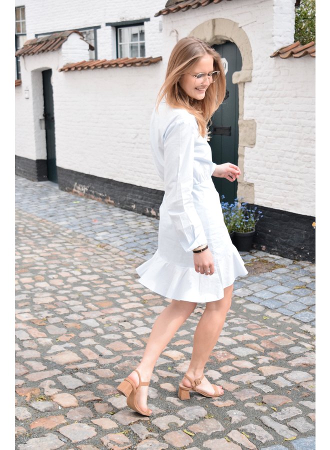 SHIRT FLOUNCE DRESS - LIGHT BLUE