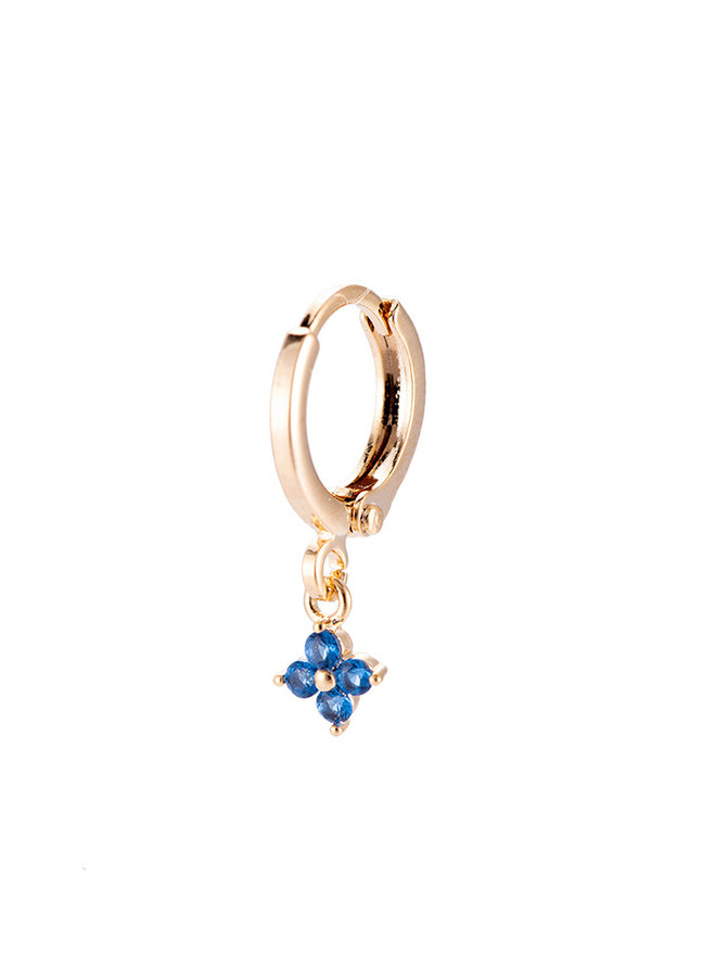 TINY FLOWER PLATED EARRING - BLUE