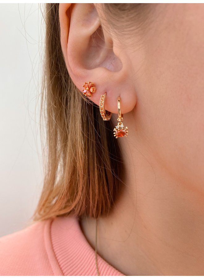 SPARKLING FLOWER EARRING - ORANGE