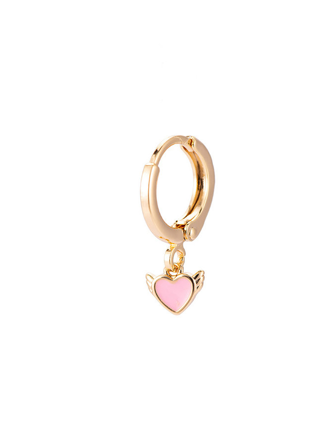 PINK ANGEL HEART EARRING