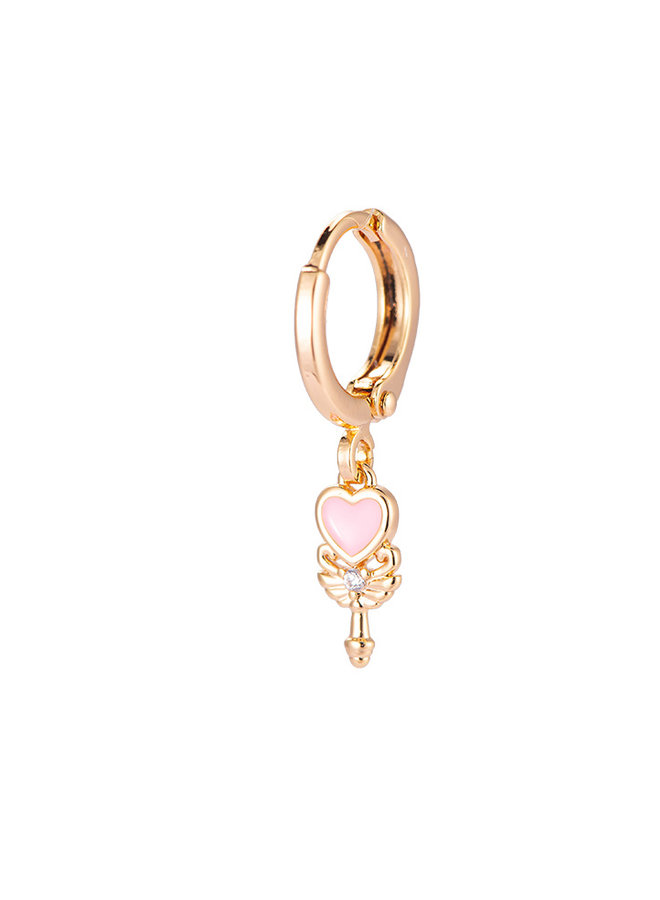 CUPID PINK ANGEL HEART EARRING