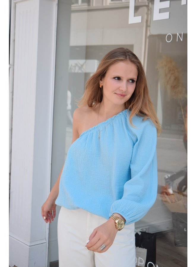 POPPY OFF-SHOULDER BLOUSE BLUE