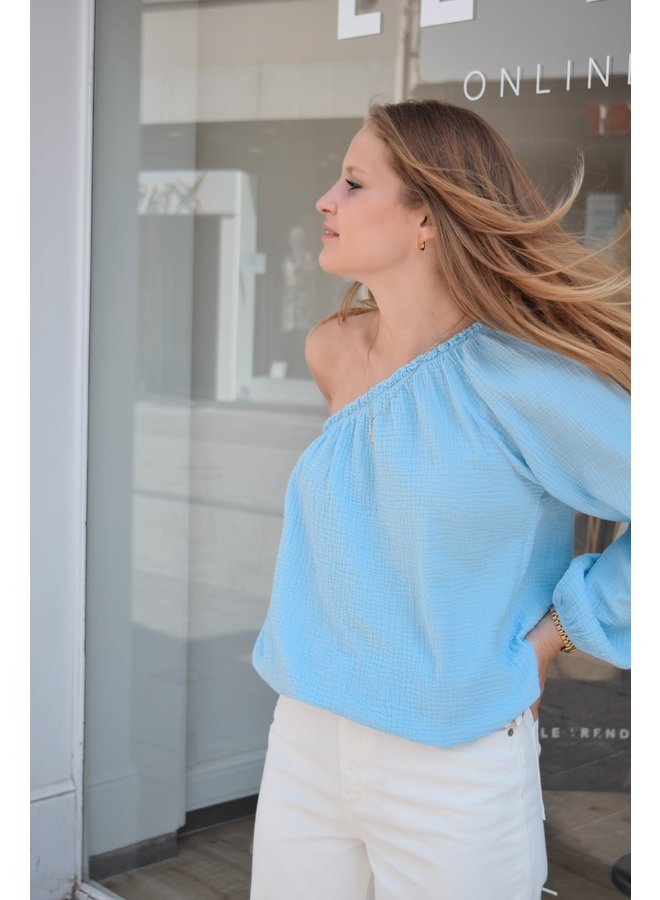 POPPY OFF-SHOULDER BLOUSE BLUE