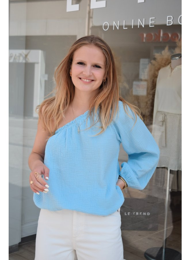 POPPY OFF-SHOULDER BLOUSE BLUE