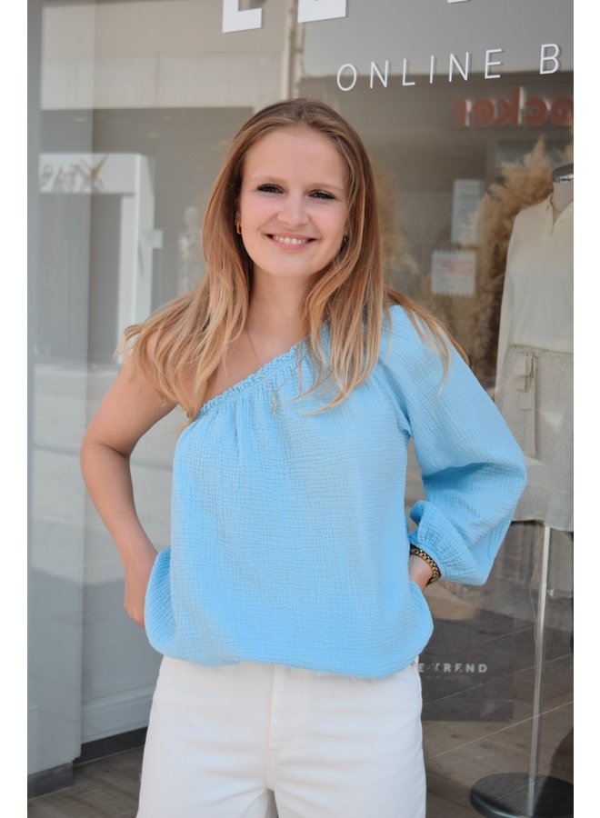 POPPY OFF-SHOULDER BLOUSE BLUE