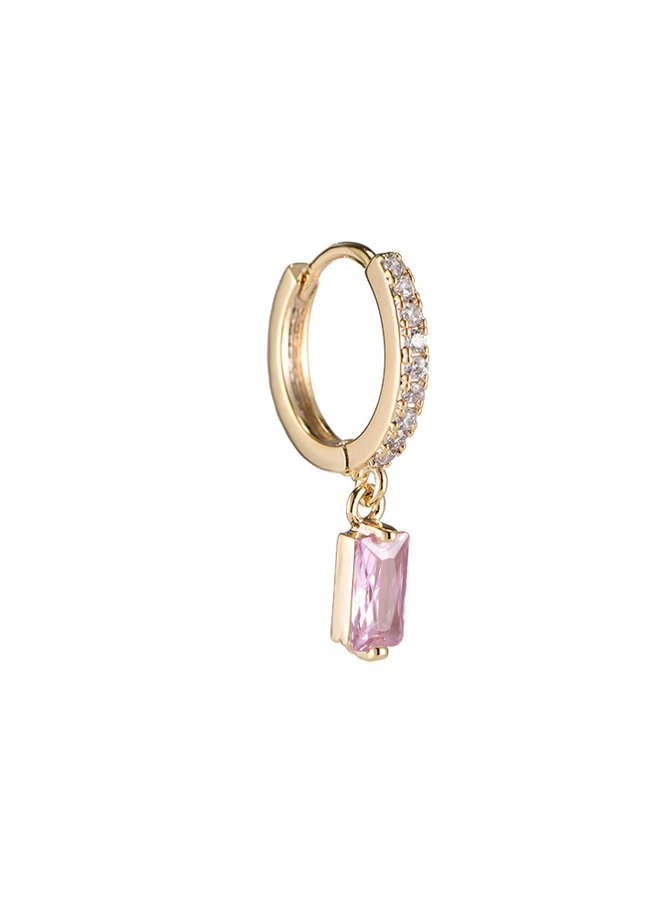 SHINING CUBE PLATED EARRING - PINK