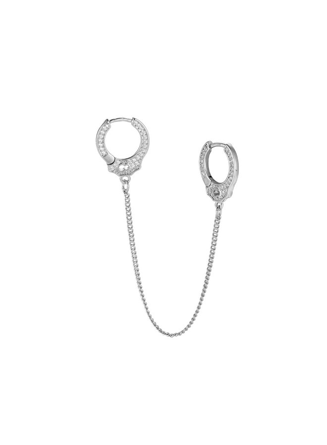 HANDCUFF SILVER PLATED EARRING