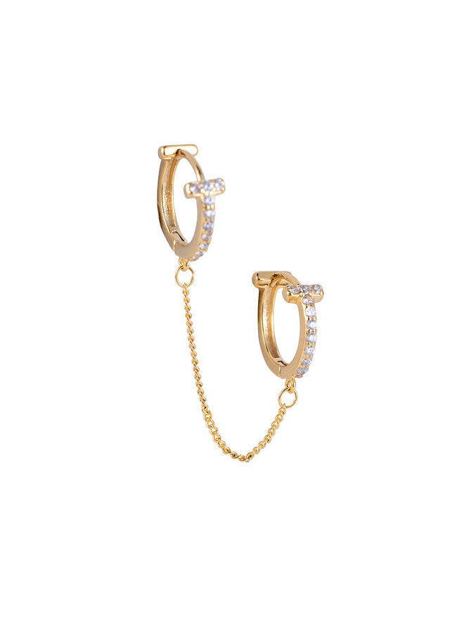 CROSS CHAIN EARRING - GOLD