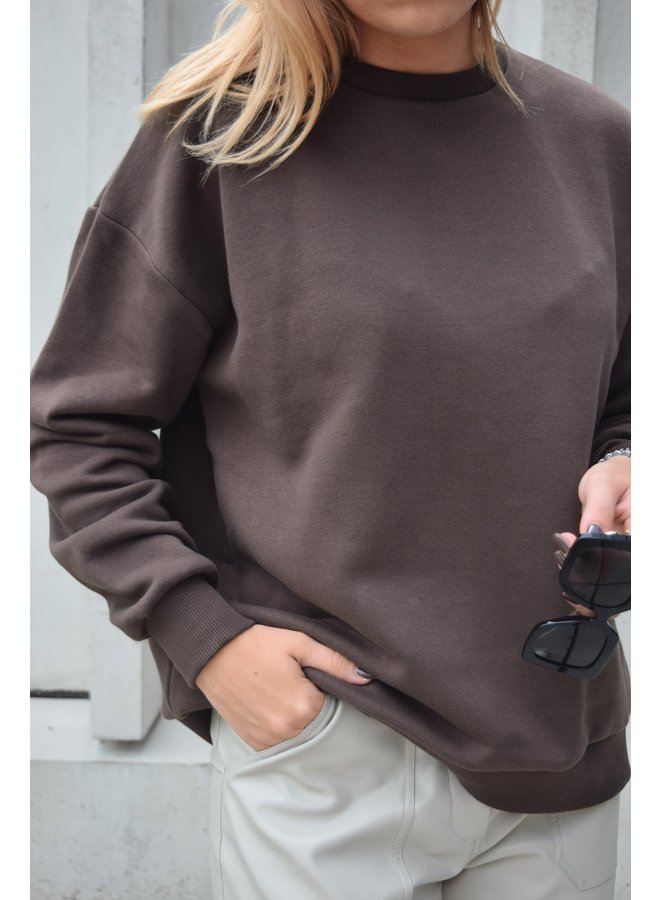 ORGANIC OVERSIZED SWEATSHIRT BROWN