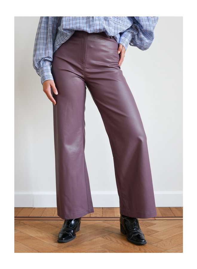 FAUX LEATHER EDIE TROUSERS PLUM