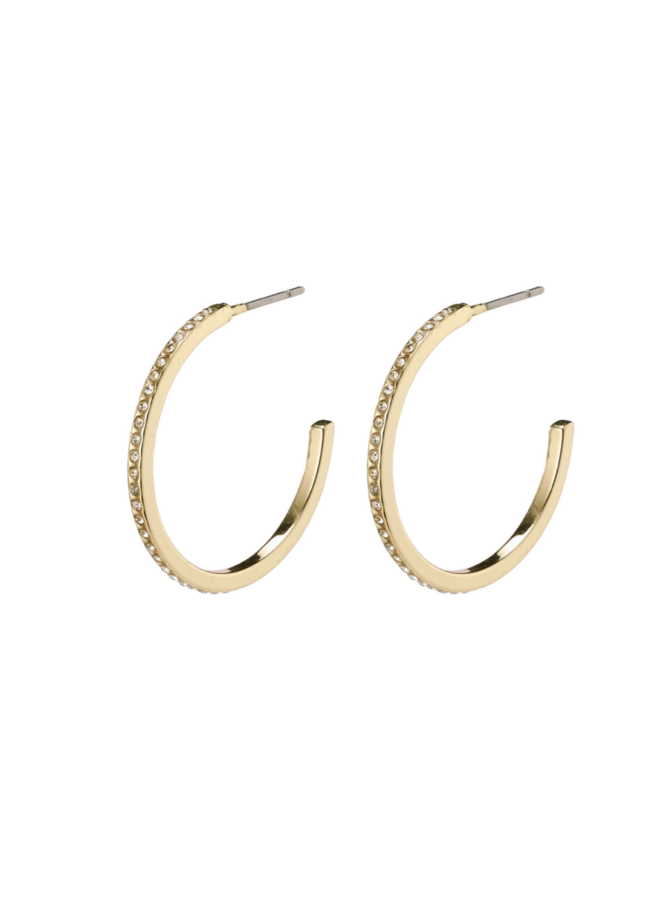 ROBERTO LARGE CRYSTAL SEMI HOOPS GOLD