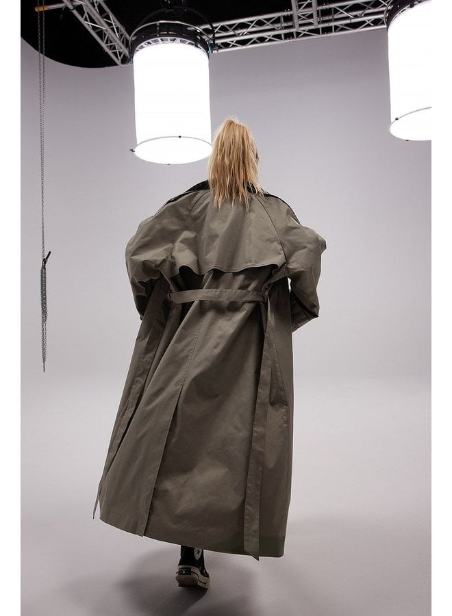 OVERSIZED LONG TRENCHCOAT DARK BEIGE