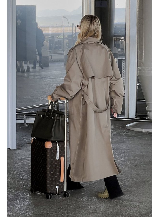 OVERSIZED LONG TRENCHCOAT DARK BEIGE