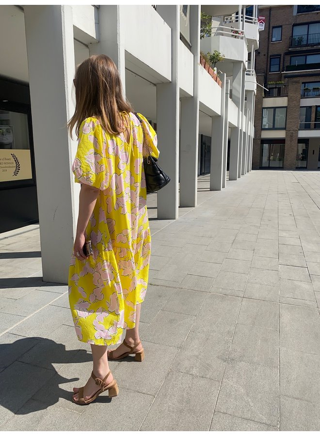 YASMISO MIDI DRESS BLAZING YELLOW