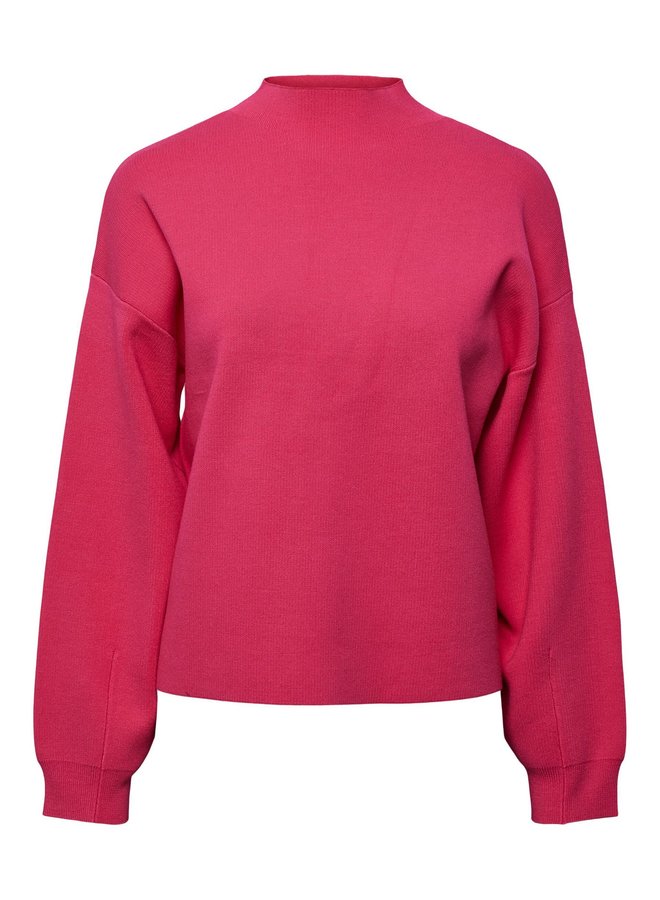 YASHALTON LS HIGH-NECK KNIT PULLOVER PINK