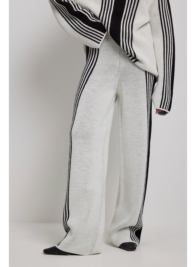 SOFT WIDE PANTS OFFWHITE/BLACK