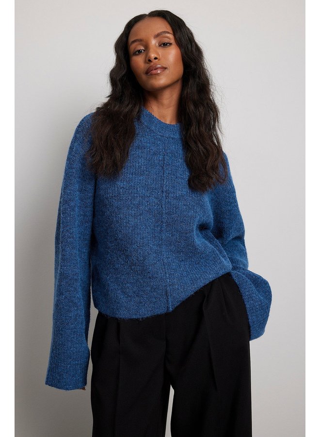 WIDE SLEEVE KNITTED SWEATER BLUE