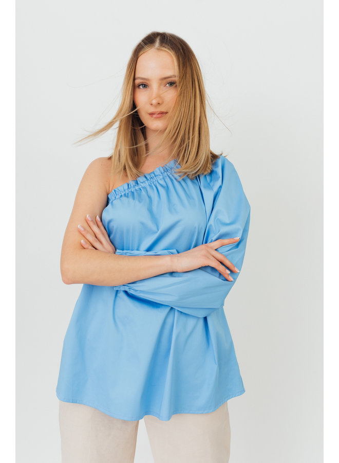 GIGI ONE SHOULDER BLOUSE SKY BLUE