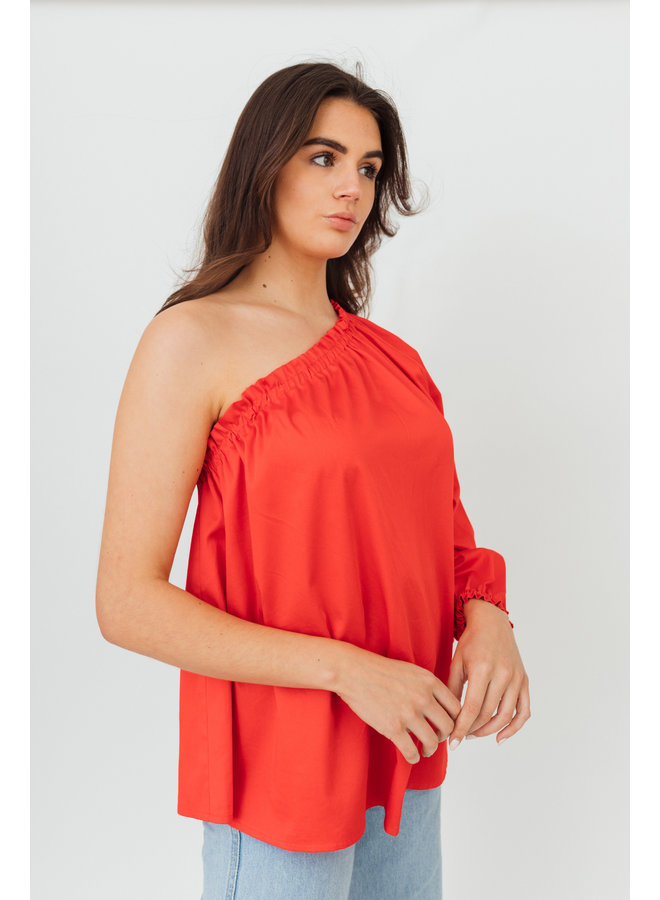 GIGI ONE SHOULDER BLOUSE BRIGHT RED