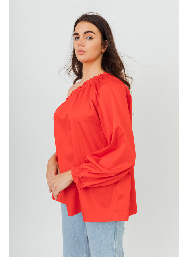 GIGI ONE SHOULDER BLOUSE BRIGHT RED