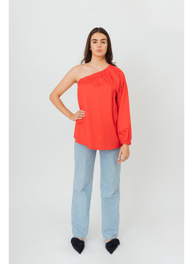 GIGI ONE SHOULDER BLOUSE BRIGHT RED