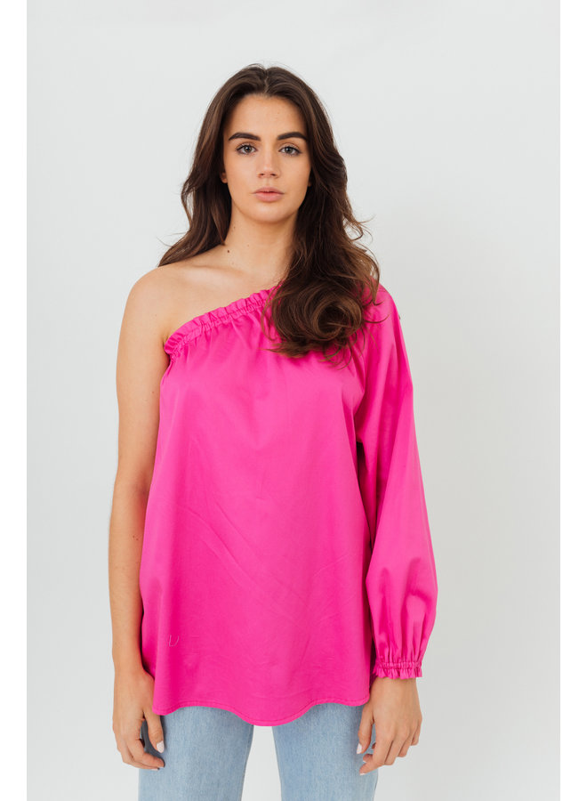 GIGI ONE SHOULDER BLOUSE FUCHSIA