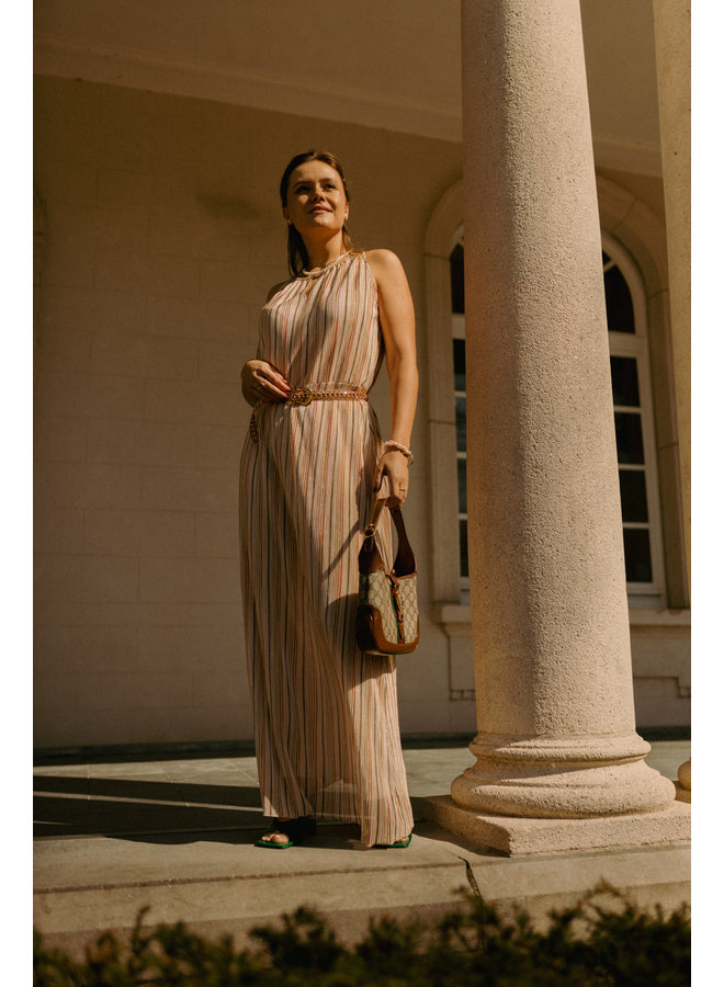 GLORIA MAXI DRESS STRIPE BEIGE