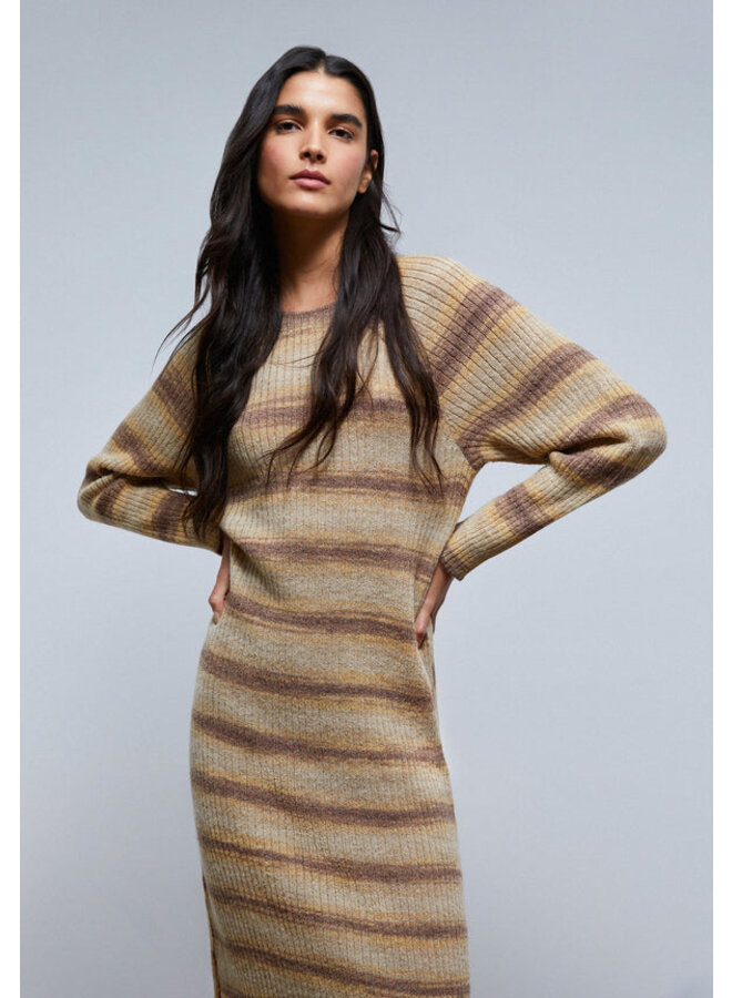 GOLD STRIPES KNIT DRESS - LE TREND