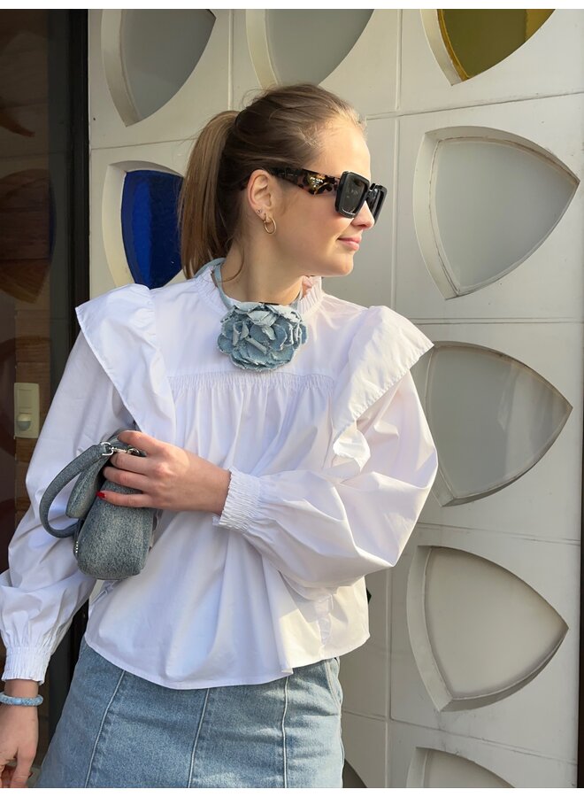 CRISP FRILL BLOUSE WHITE