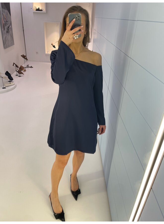 OPEN SHOULDER MINI DRESS NAVY BLUE