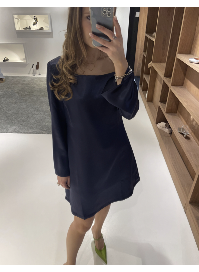 OPEN SHOULDER MINI DRESS NAVY BLUE