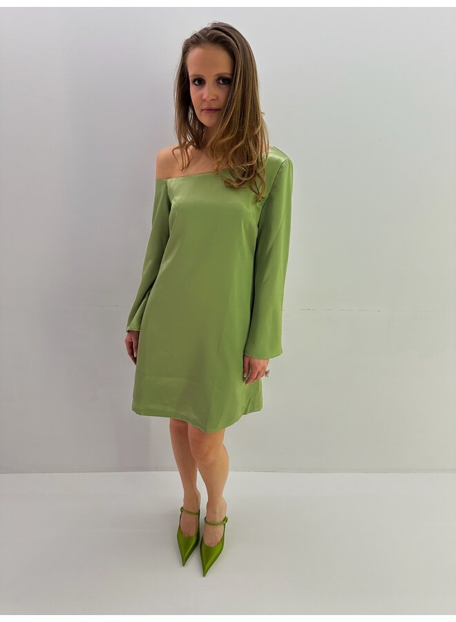 OPEN SHOULDER MINI DRESS OLIVE GREEN