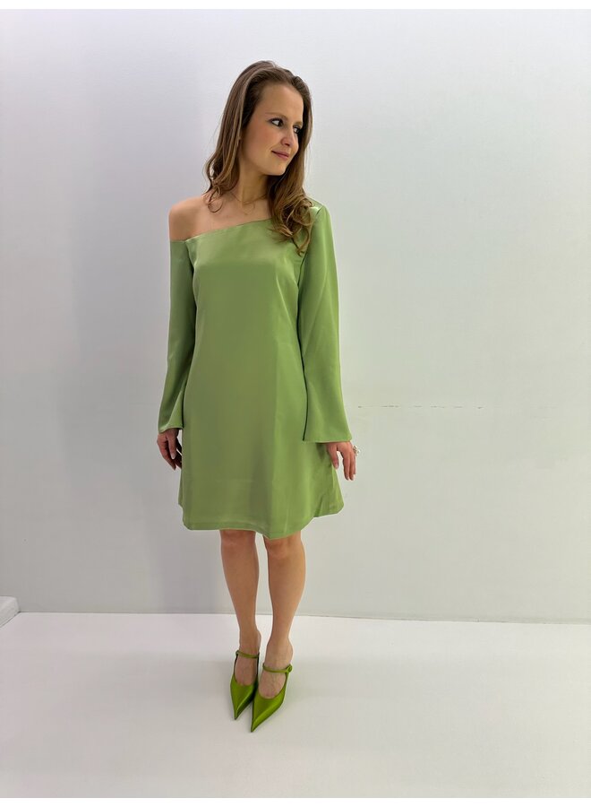 OPEN SHOULDER MINI DRESS OLIVE GREEN