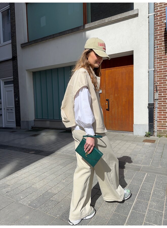 BEIGE EMBROIDERED LOGO CAP