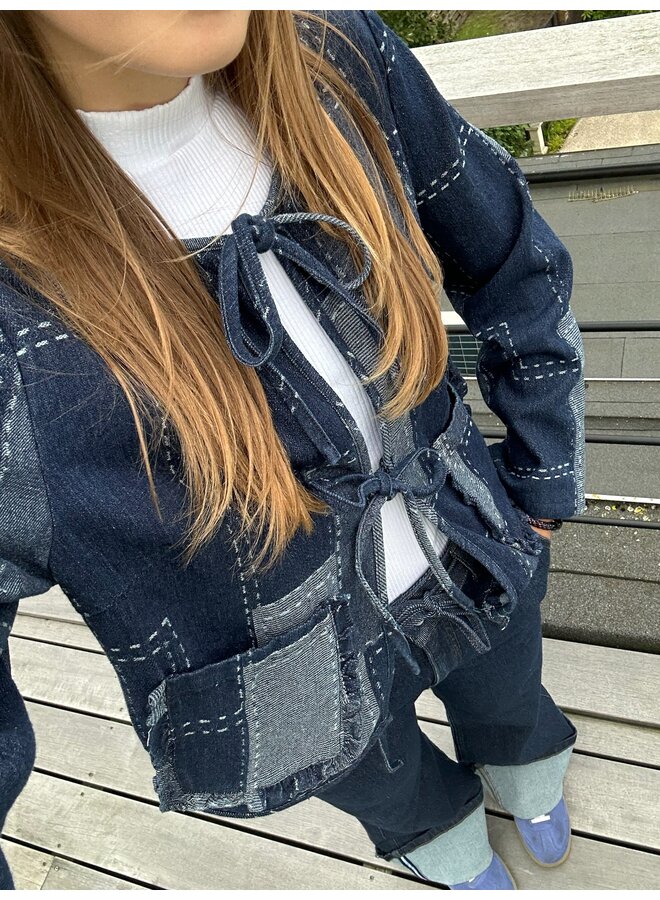 STITCHY DENIM JACKET BLUE