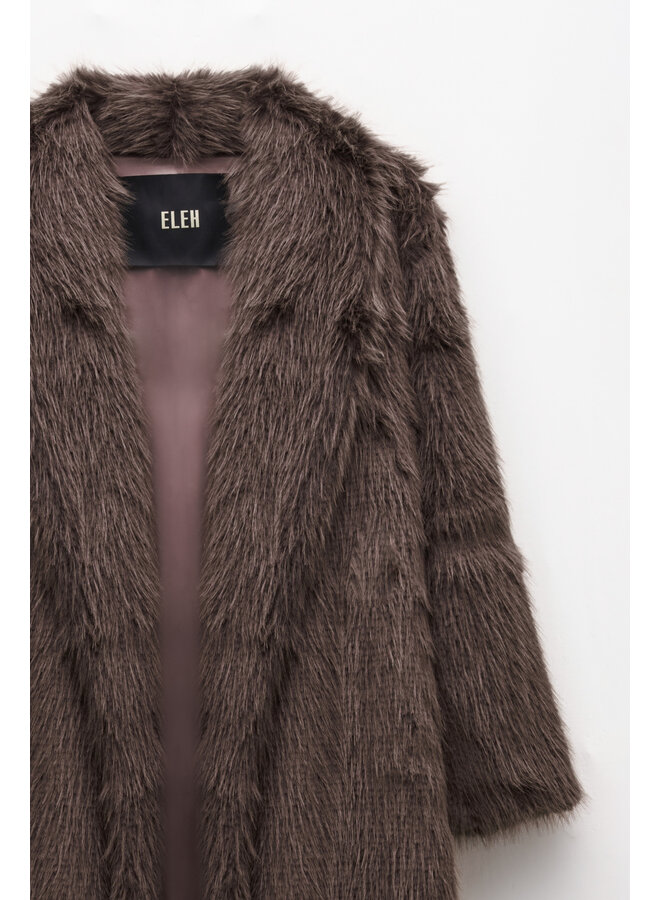 CELINE FUR COAT BROWN