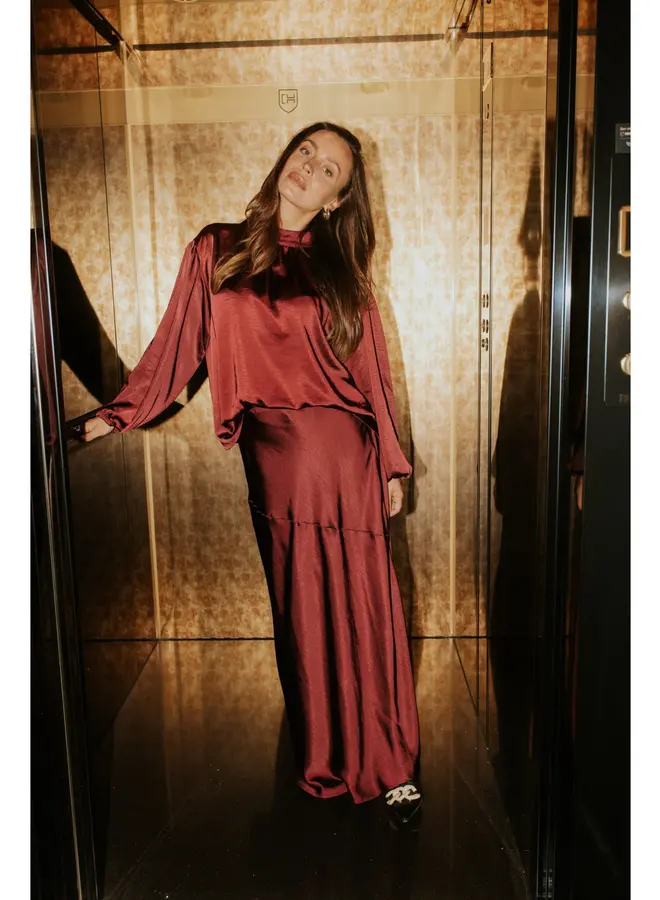 YALO SATIN SKIRT BURGUNDY