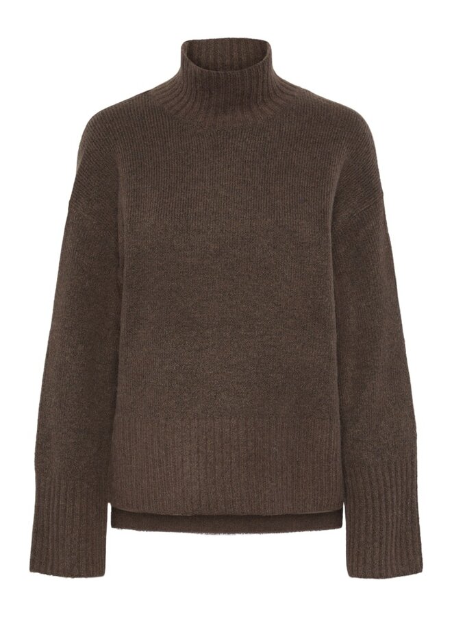 YASWARA HIGH NECK KNIT COFFEE BROWN