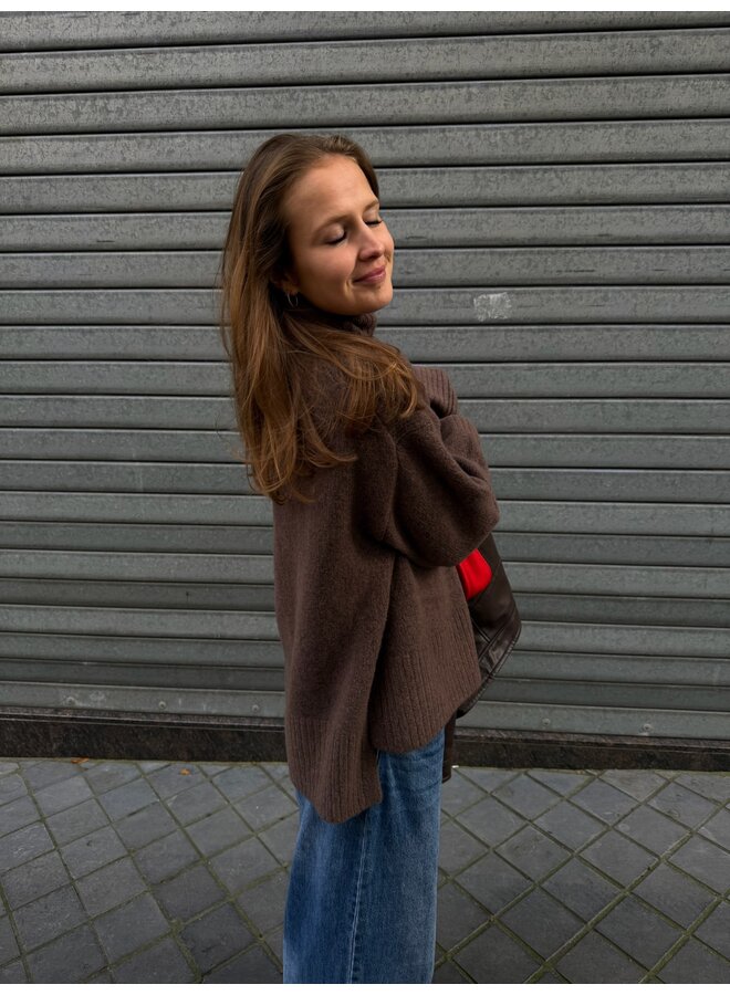 YASWARA HIGH NECK KNIT COFFEE BROWN