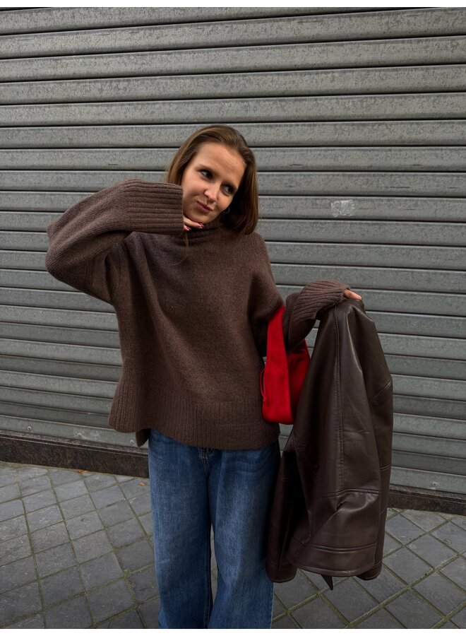 YASWARA HIGH NECK KNIT COFFEE BROWN