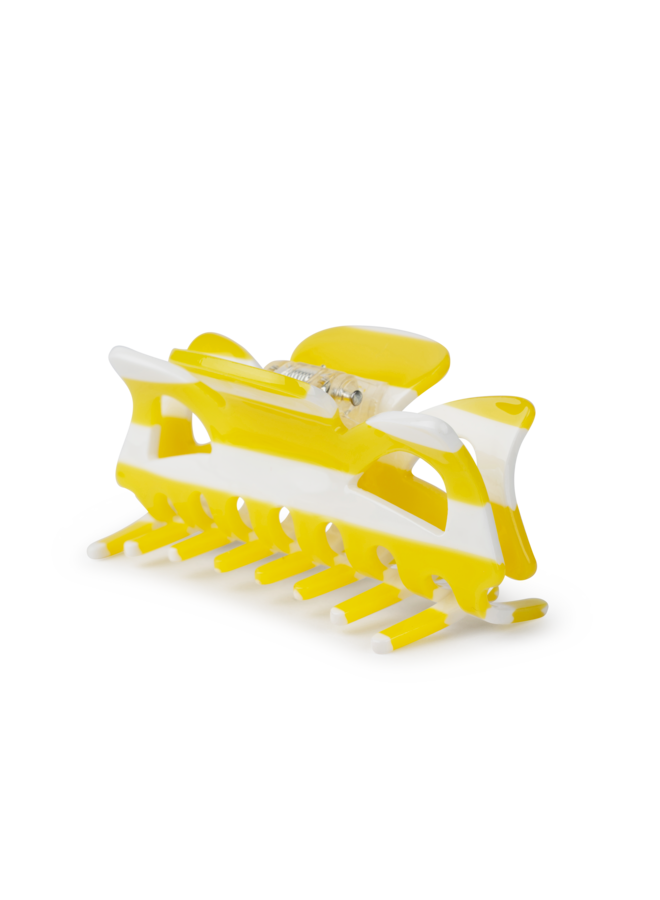 BOW STRIPED BIG CLIP YELLOW