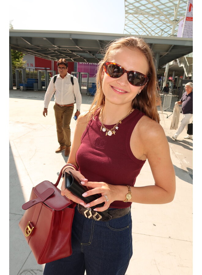 SAHARACC EMBROIDERY TANK TOP WINERED