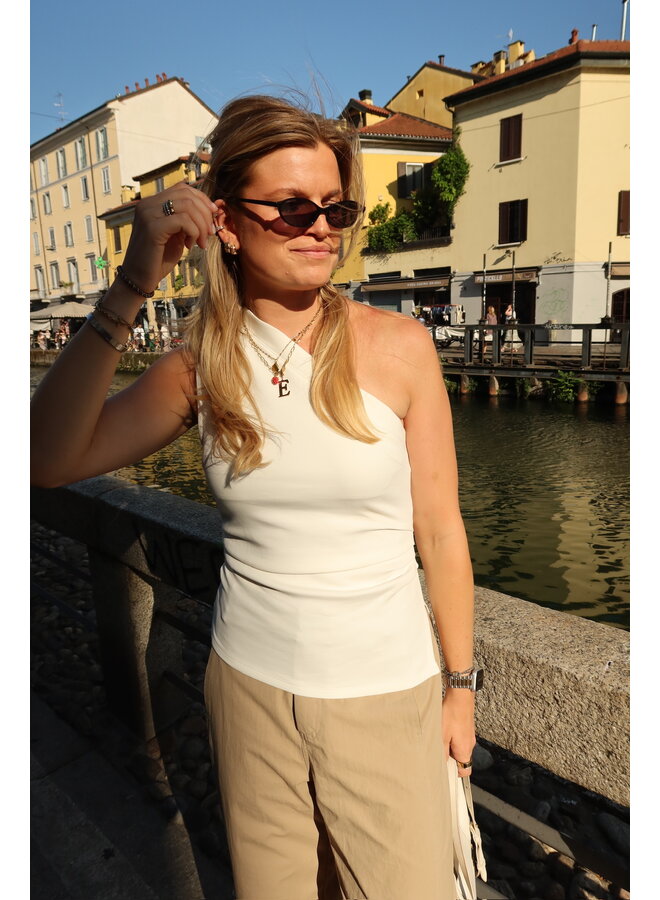 YASVENICE ONE SHOULDER TOP WHITE