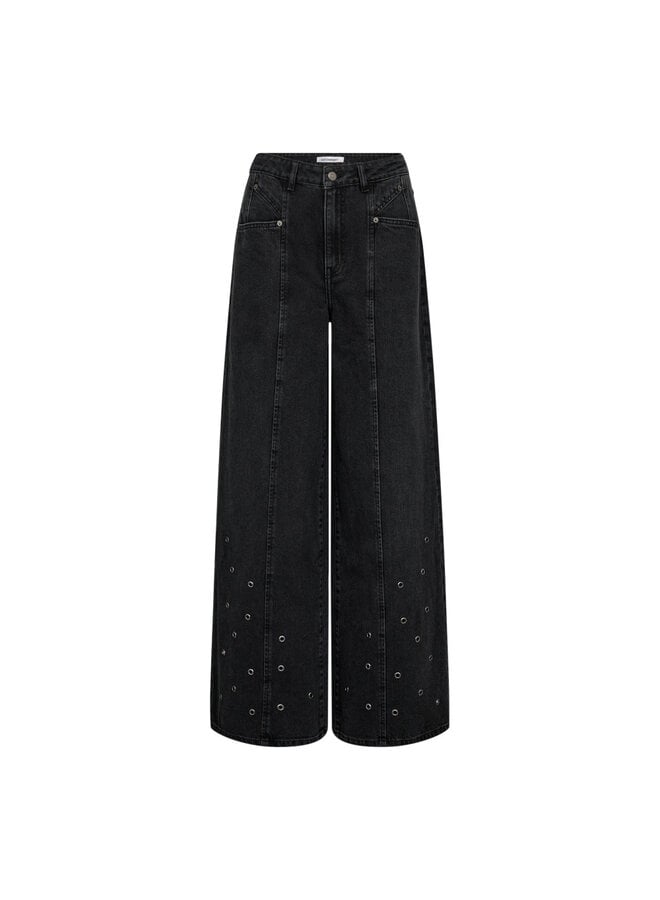 SIF EYELET WIDE JEANS BLACK