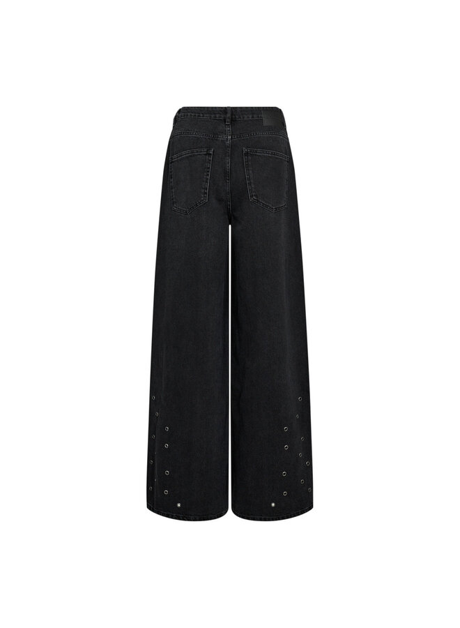 SIF EYELET WIDE JEANS BLACK