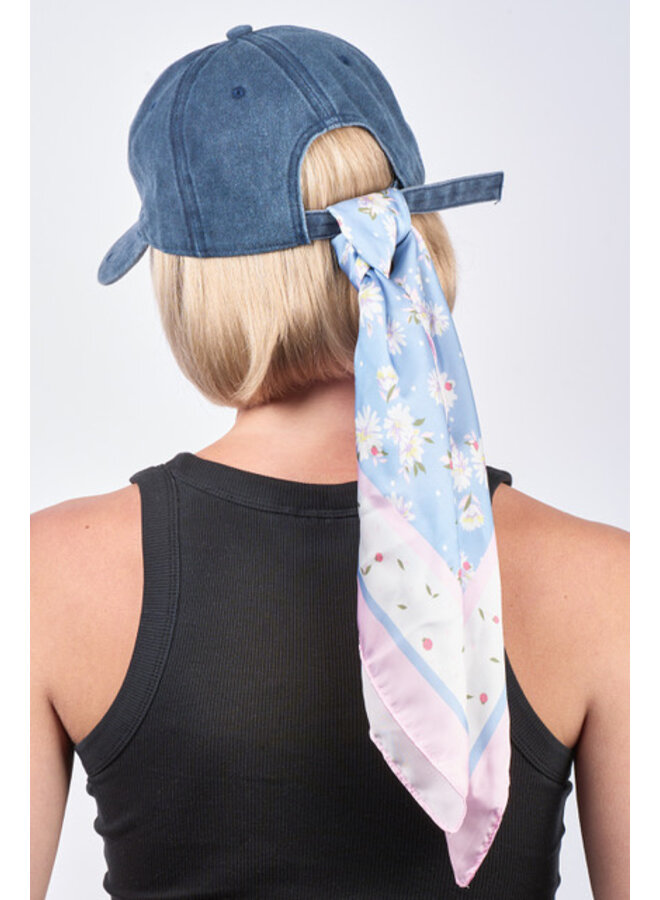 MARI BLOOM SCARF BLUE/ PINK