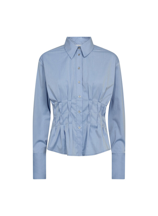 POPPYCC PLEAT WAIST SHIRT PALE BLUE