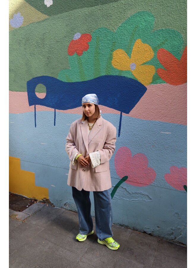 MARI BLOOM SCARF BLUE/ PINK